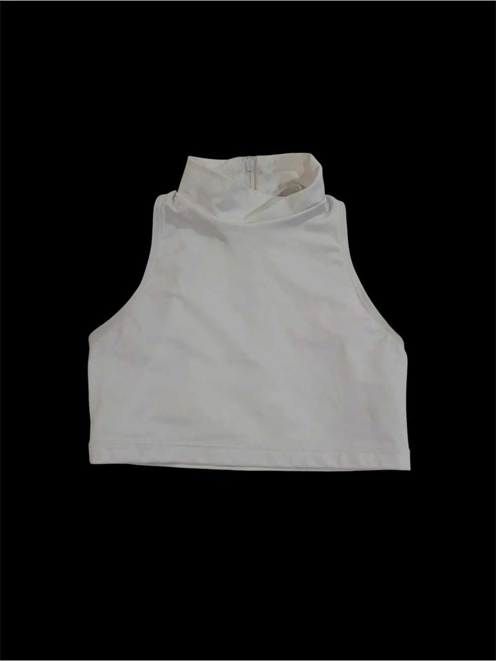 Weissman Mock Neck Sleeveless Crop - White - IC